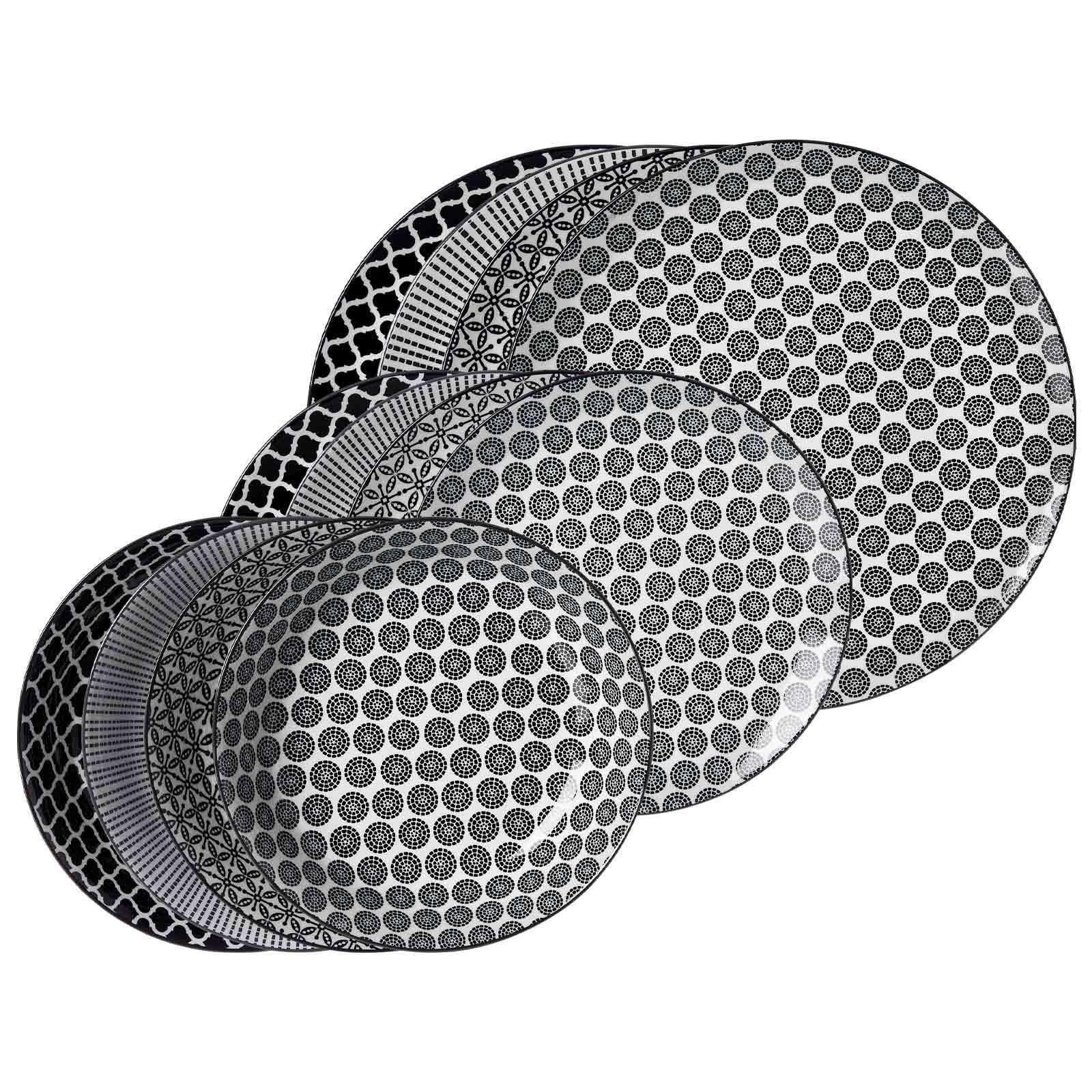 TELLER-SET Takeo schwarz-weiß 12er Set - Schwarz/Weiß, Keramik (2/2/2cm) - Ritzenhoff Breker