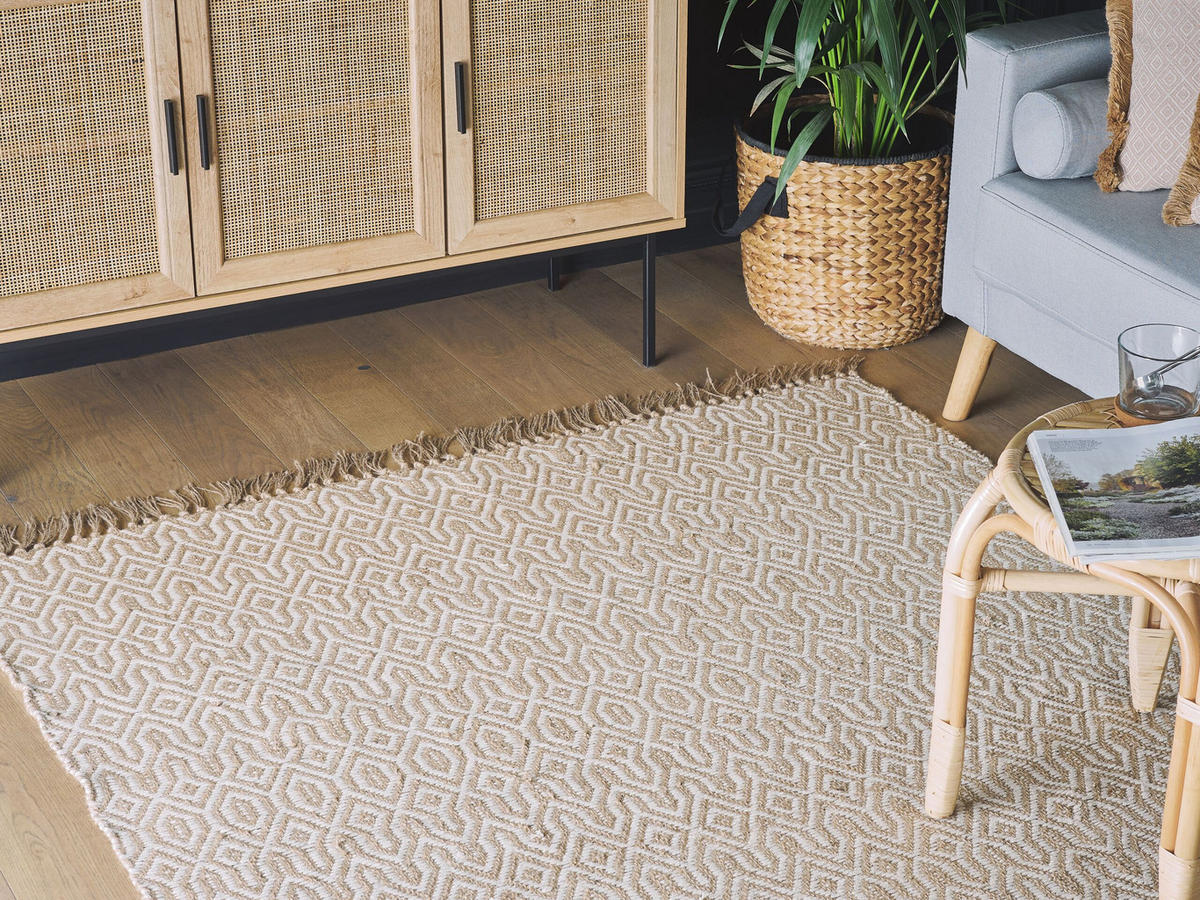 KURZFLOR-TEPPICH Pozanti 200/140 cm - Beige, Naturmaterialen (140/200cm) - Beliani