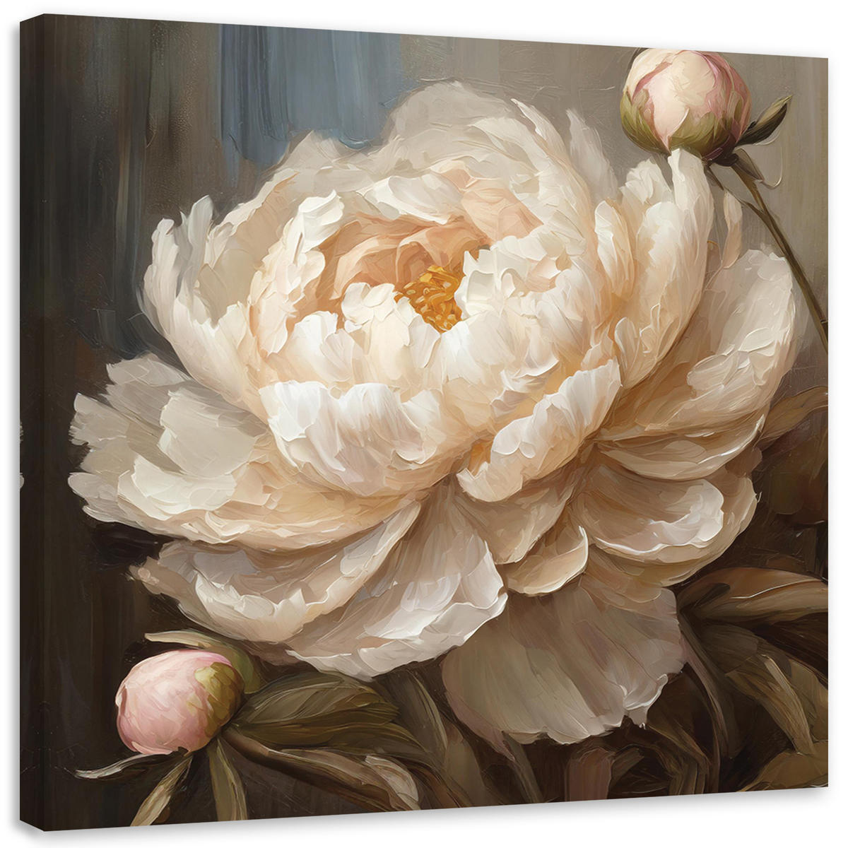 WANDBILD pfingstrose gemalte blume - Beige, Textil (40/40cm) - Feeby