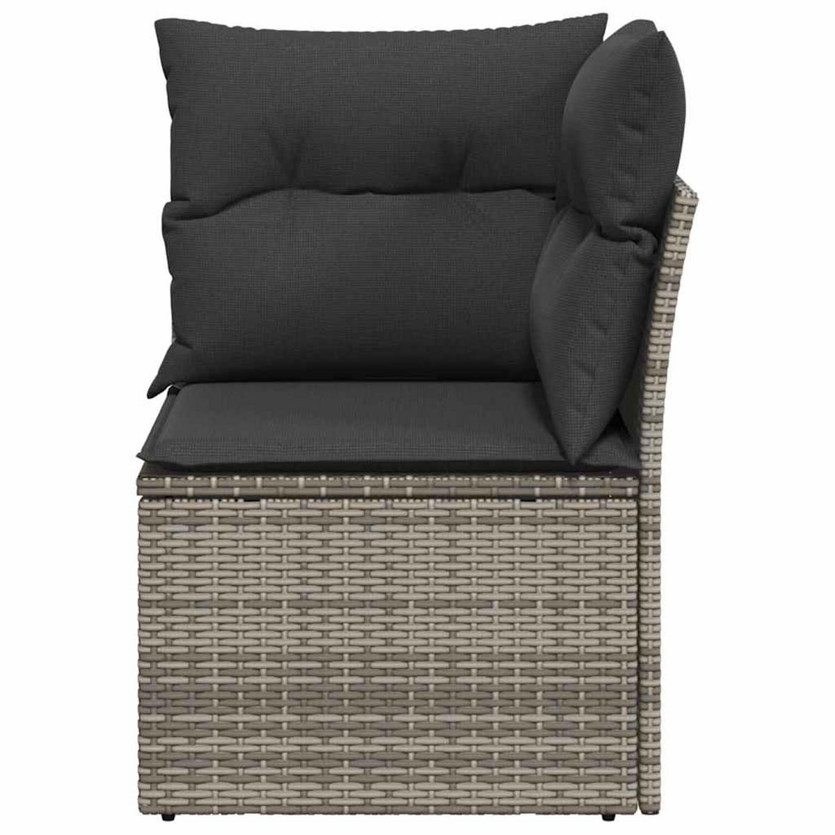 GARTEN-ECKSOFA Mit Kissen Grau Poly Rattan - Grau, Kunststoff (62/69/62cm) - vidaXL