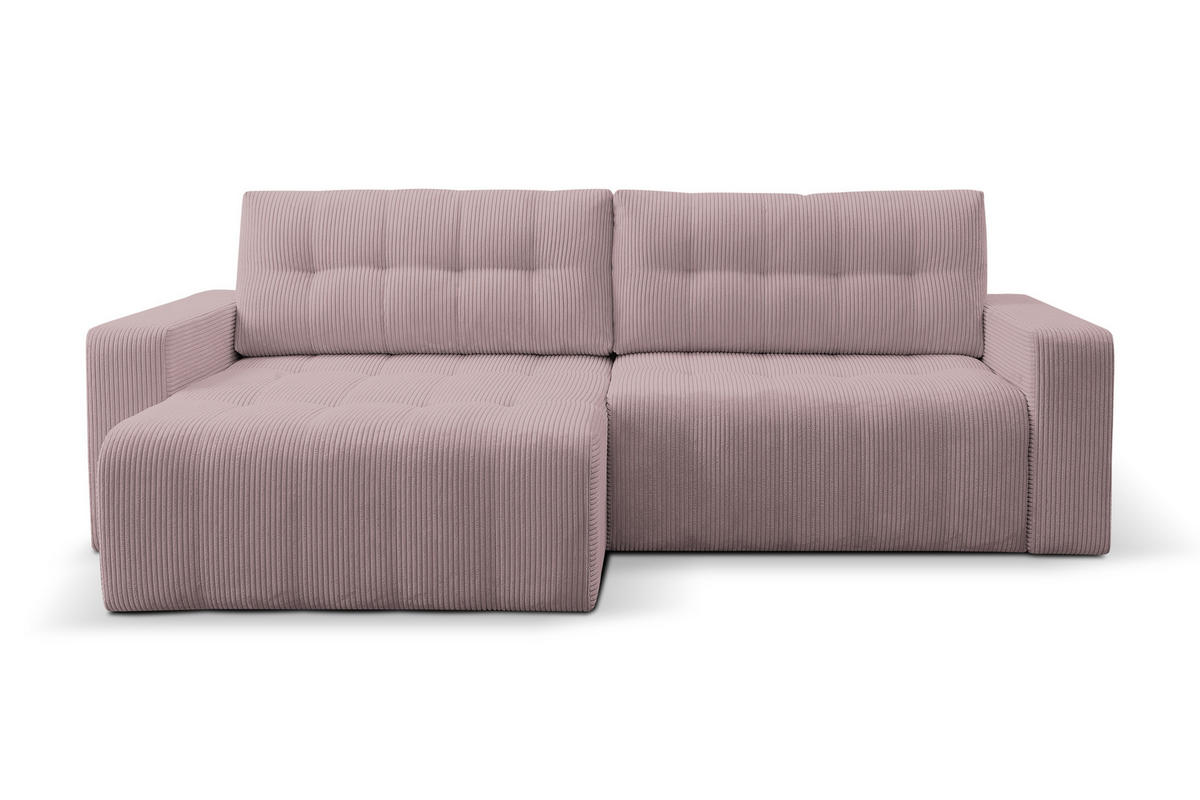 ECKSOFA Palermo mit Schlaffunktion und Bettkasten in Cordstoff - Violett, Holz/Holzwerkstoff (245/143cm) - Ravio