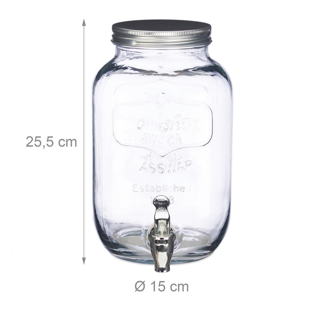 GETRÄNKESPENDER - Transparent, Glas/Kunststoff (3.5L) - Relaxdays