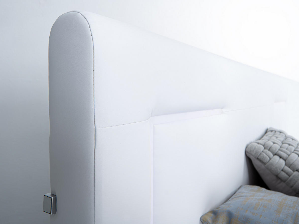 BOXSPRINGBETT Lights 2.0 Weiß 160/200 cm H2/H3 Kunstleder - Weiß, Textil (160/200cm) - wonello
