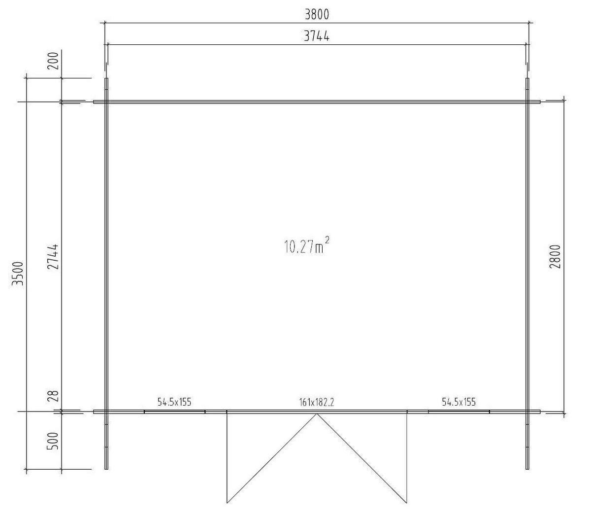 GARTENHAUS Holz Mirko - Naturfarben, Holz (440/245/350cm) - Alpholz