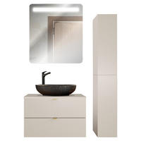 BADMÖBEL-SET 3-TLG. Durango-56 - Beige, Holzwerkstoff (125/200/47cm) - Lomado