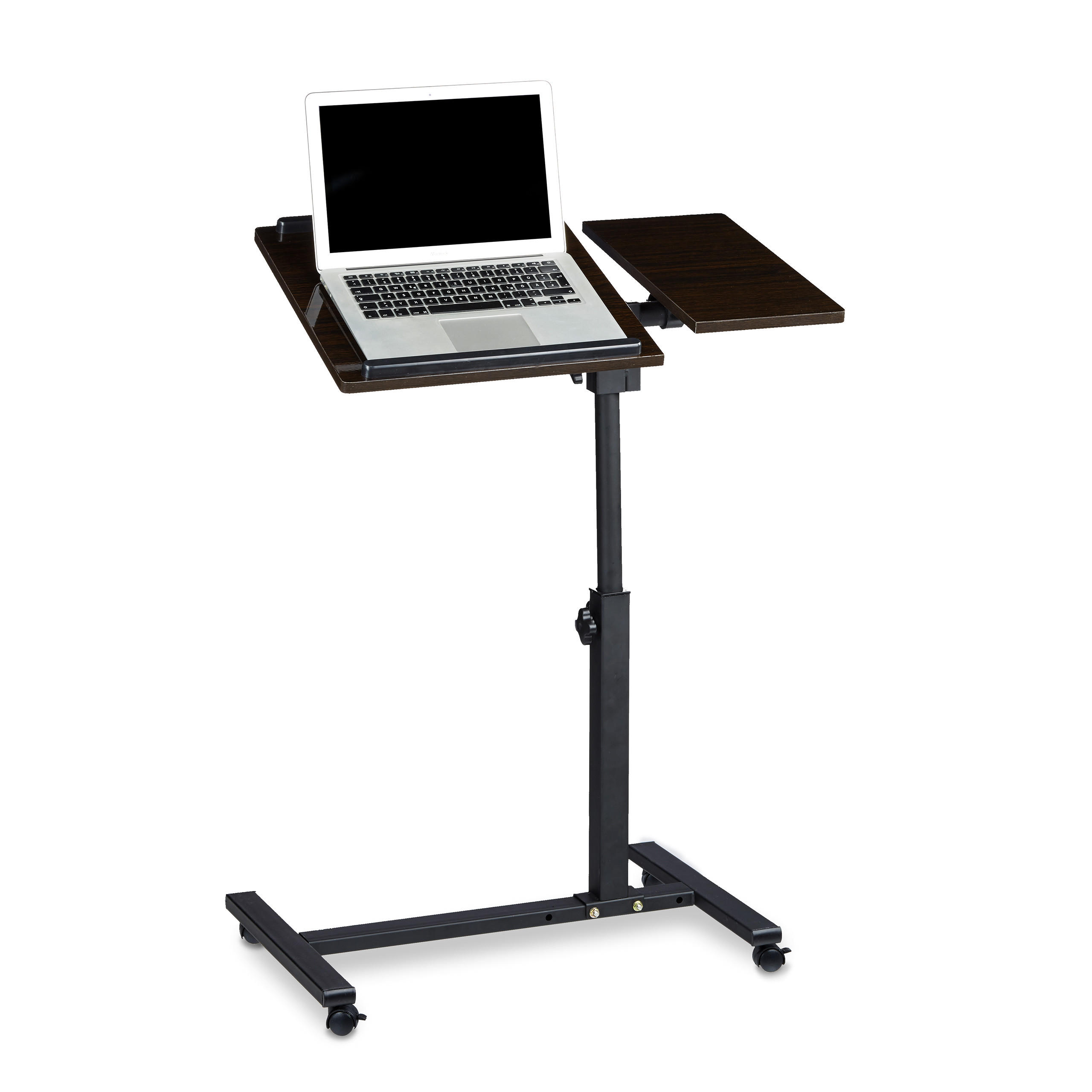 LAPTOPTISCH Schwarz höhenverstellbar Rollen 60x40 cm - Multicolor, Holzwerkstoff/Metall (40/60/95cm) - Relaxdays