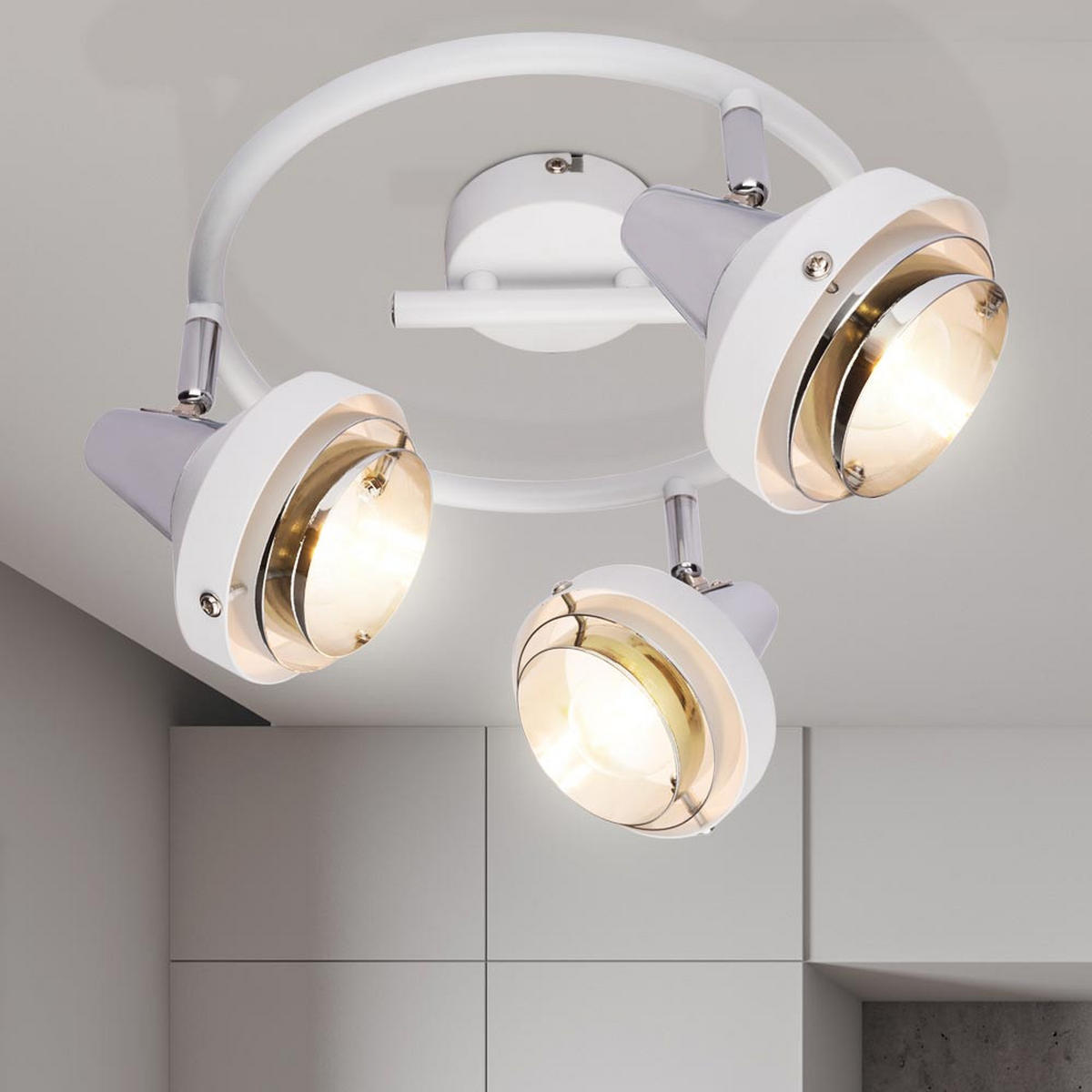LED DECKENLEUCHTE Rorge Weiß Chrom Metall - Weiß, Metall (25/25/17.5cm) - Globo Lighting
