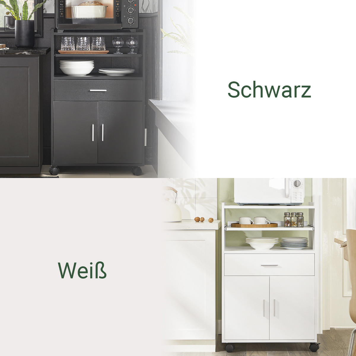 KÜCHENWAGEN Schwarz - Schwarz, Holzwerkstoff (59/92/40cm) - SoBuy
