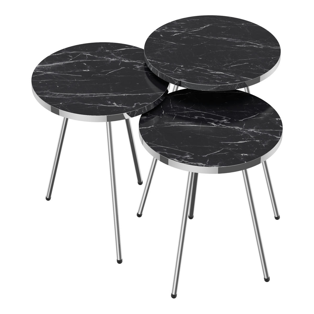 SATZTISCH Sakskøbing 34/34/53 - Schwarz, Metall (34/34/53cm) - [en.casa]