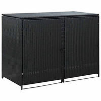 2ER Mülltonnenbox TRIE aus Rattan | 111x148x80cm Schwarz | Für 2 Tonnen - Schwarz, Kunststoff (148/111/80cm) - DELUKE