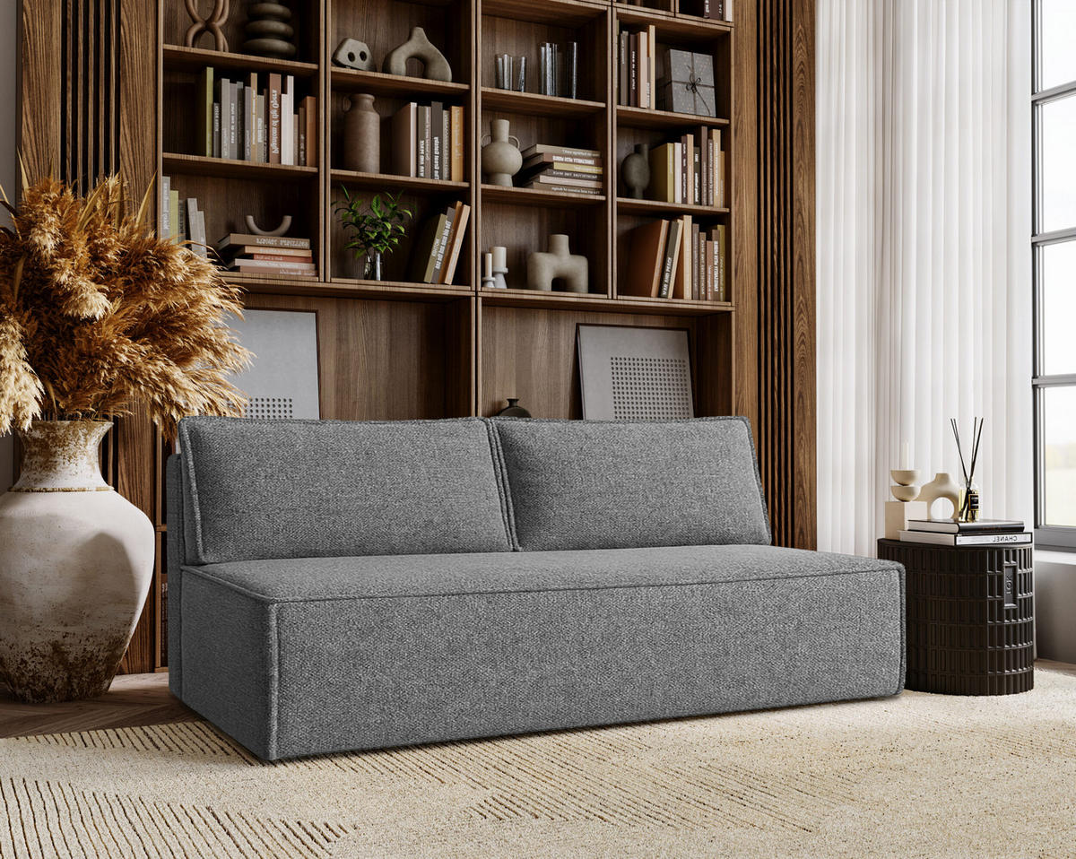 SCHLAFSOFA Mit Bettkasten DUO Stoff Verita Stahl - Anthrazit, Holz/Kunststoff (198/89/90cm) - Kaiser Möbel