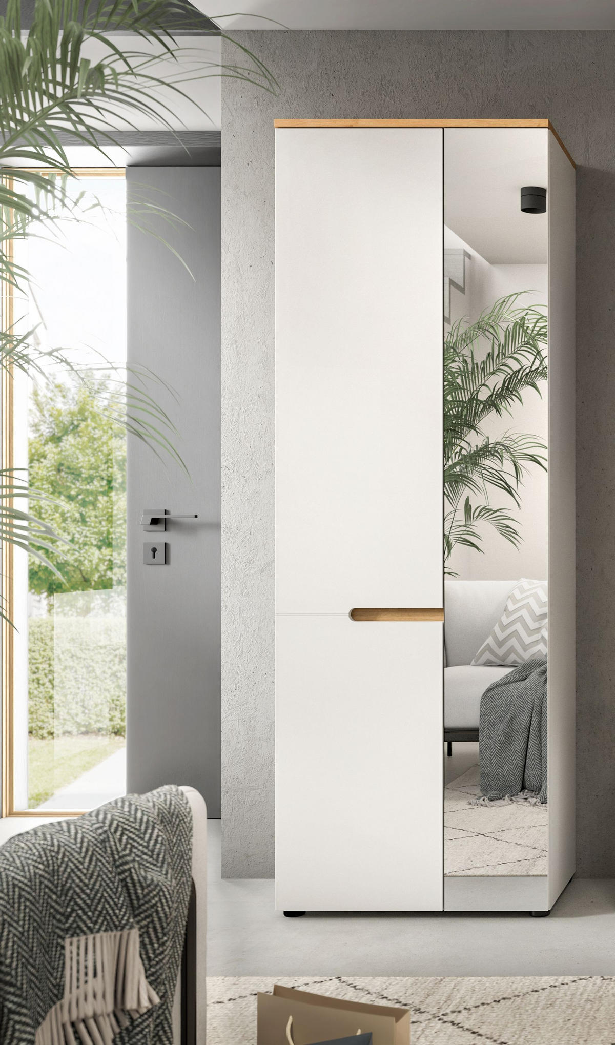 GARDEROBENSCHRANK Nova Garderobe in Basalt grau Nb. und Artisan Nb. B/H/T: 65x190x37 cm - Weiß, Holzwerkstoff (65/190/37cm) - Homes & Jones