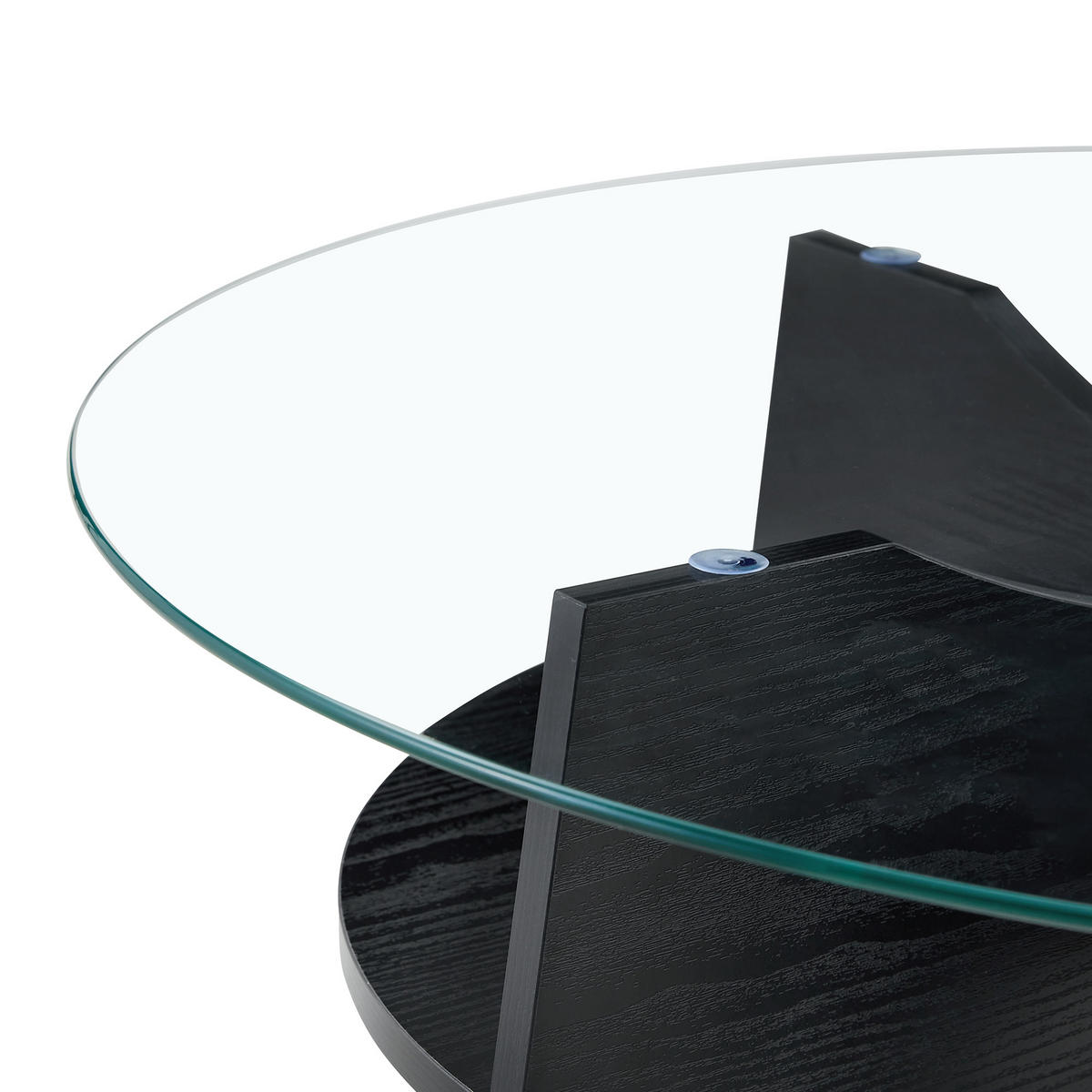 COUCHTISCH in Schwarz Moderner runder Beistelltisch für Esszimmer und Wohnzimmer, Ø80/H36 cm - Transparent/Schwarz, Glas/Holzwerkstoff (80/80/36cm) - STILVORA