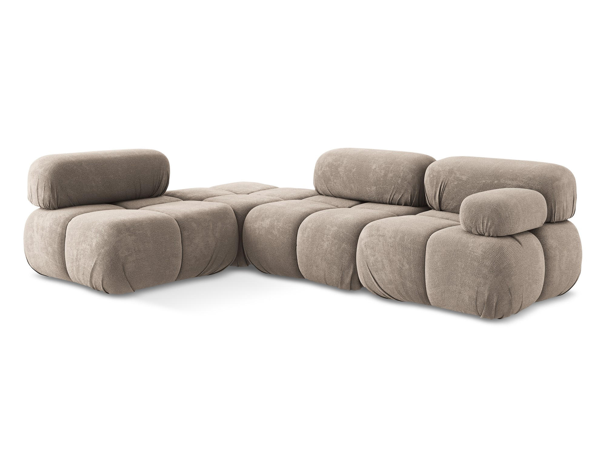 ECKSOFA Links Chenille Stoff Beige - Beige/Schwarz, Kunststoff/Textil (190/285cm) - Makamii