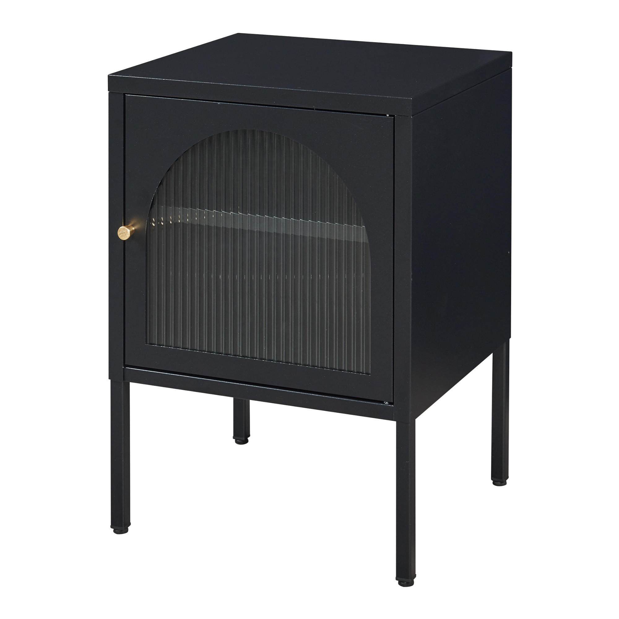 NACHTSCHRANK Karlskrona - Schwarz, Glas/Metall (42.5/60/40cm) - [en.casa]