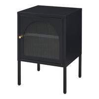 NACHTSCHRANK Karlskrona - Schwarz, Glas/Metall (42.5/60/40cm) - [en.casa]