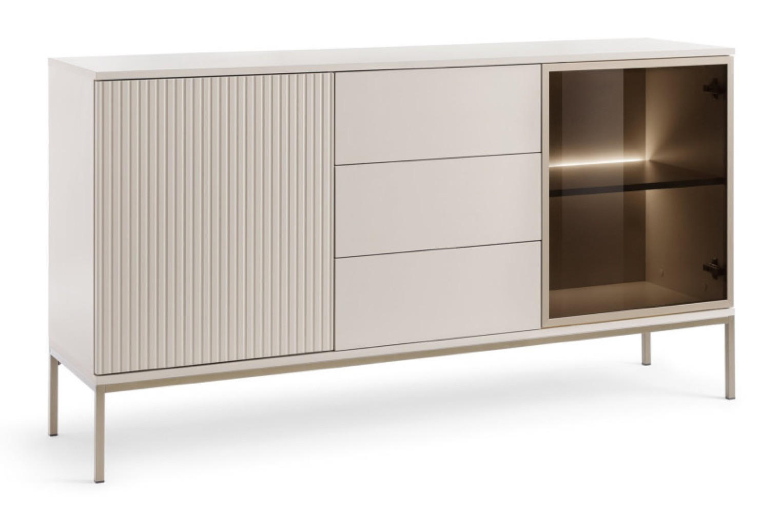 KOMMODE Kaschmir SANTI Mit Lamellen KSZ154 - Kaschmir/Beige, Holzwerkstoff (154/83/39cm) - Sepro Meble