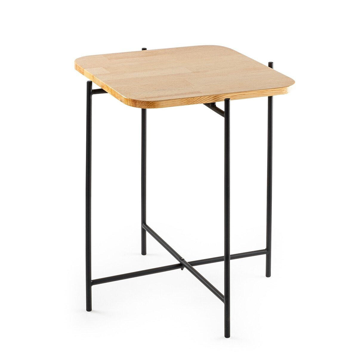 QUADRATISCHER beistelltisch mit metallfüssen 46/46/56 cm - Schwarz, Metall (46/46/56cm) - Calicosy
