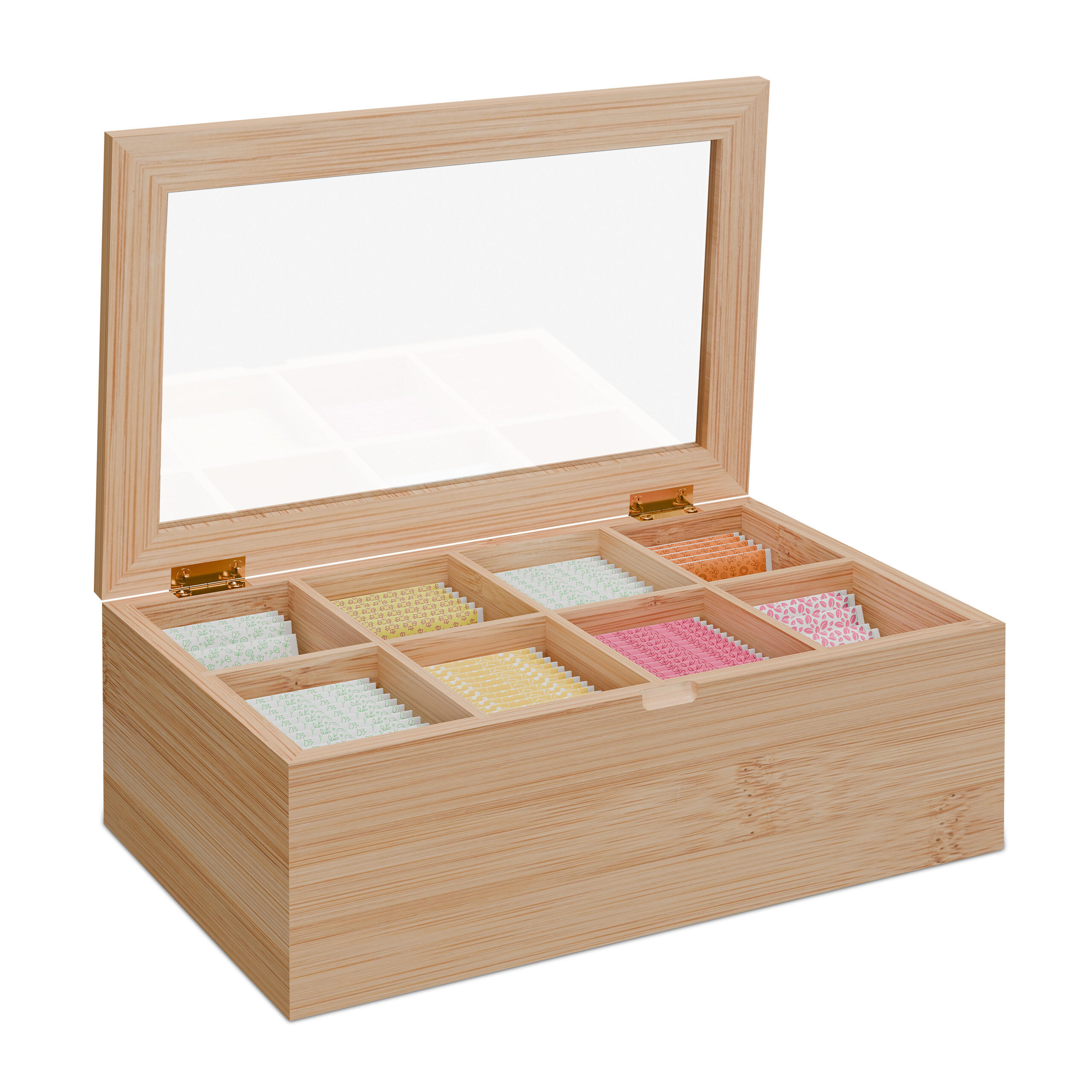 TEEBOX - Hellbraun, Holz/Kunststoff (32/10.5/20cm) - Relaxdays