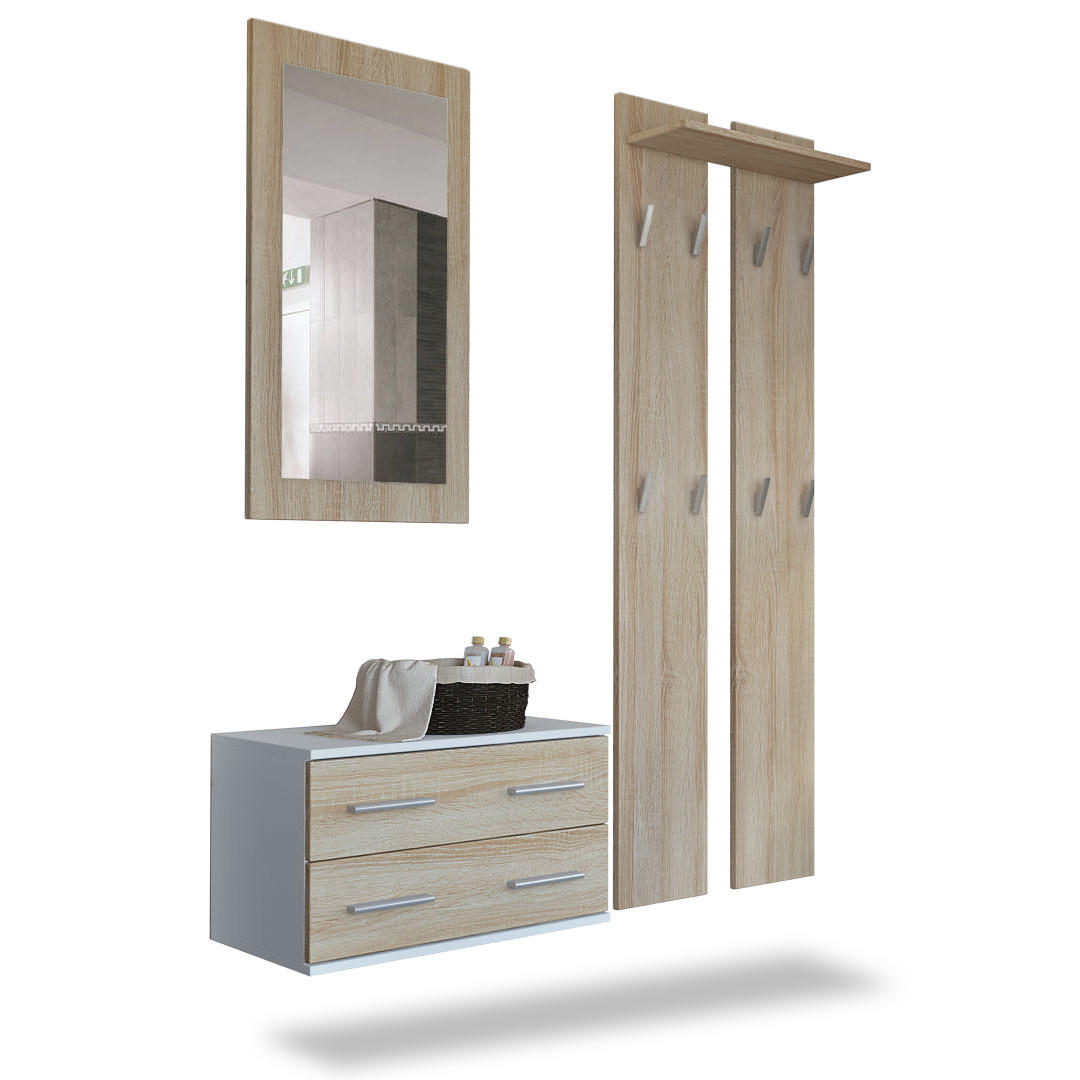 GARDEROBE Kioto Front in Eiche sägerau - Eiche San Remo, Holzwerkstoff (170/200/35cm) - Vladon