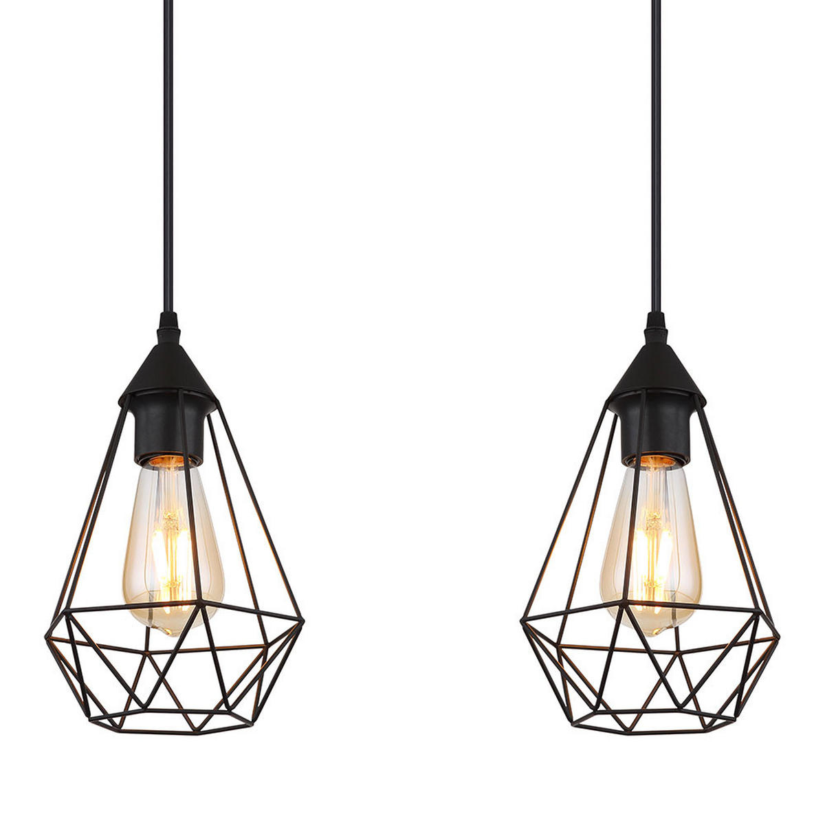 LED HÄNGELEUCHTE Gitterschirme Schwarz - Schwarz, Metall (79/17/120cm) - Globo Lighting