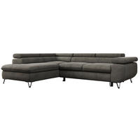 ECKSOFA PEDRO L Dunkelgrau Velvet - Links Seite - Dunkelgrau/Schwarz, Textil/Metall (208/273cm) - MKS