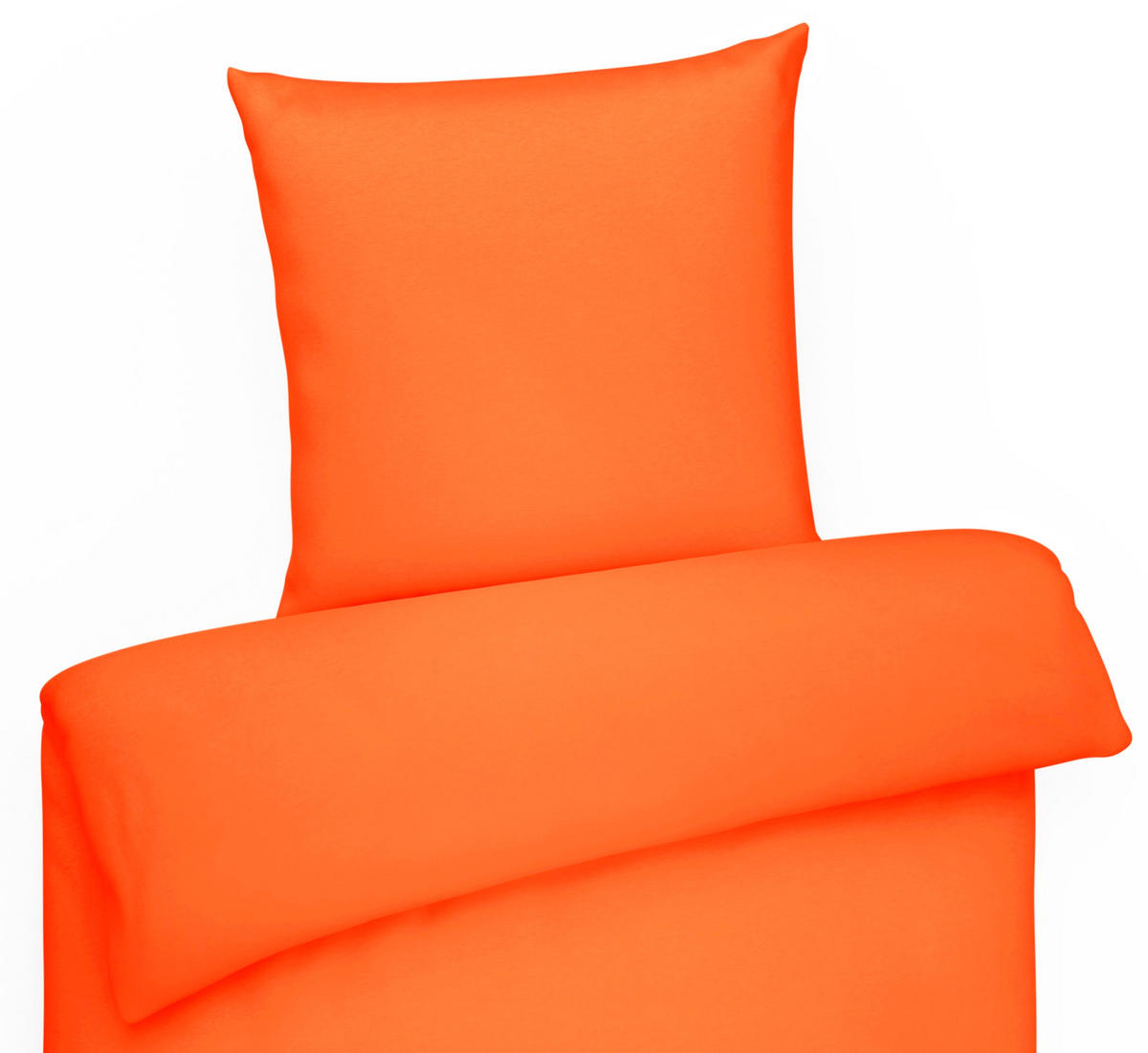 MAKO-SATIN-BETTWÄSCHE 135x200 Bettbezug einfarbig 100% Baumwolle - Uni Orange Hummer - Dunkelorange, Textil (135/200cm) - Carpe Sonno