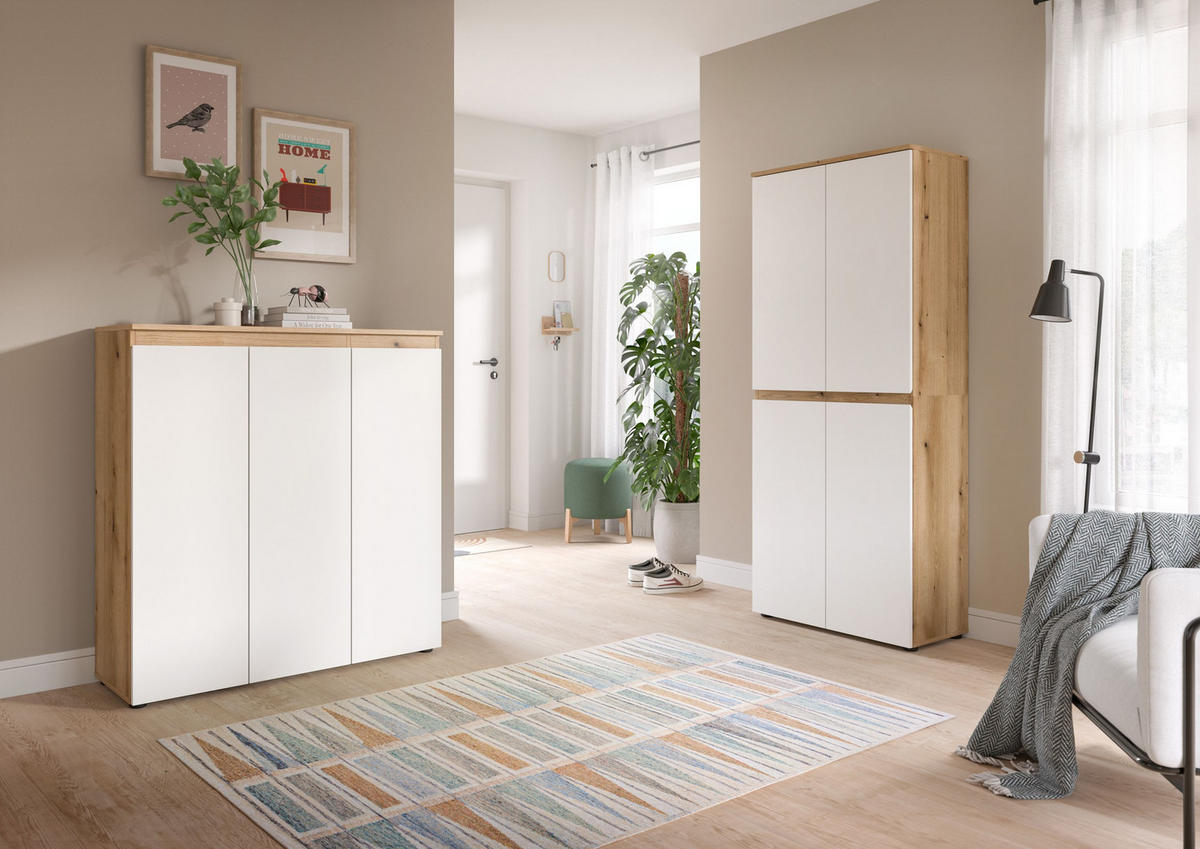 UNIVERSALSCHRANK SCARPA 2-tlg. (B/H/T: ca. 190/175/37 cm) in Evoke Oak Nachbildung/weiß - Eichefarben, Holzwerkstoff (190/175/37cm)