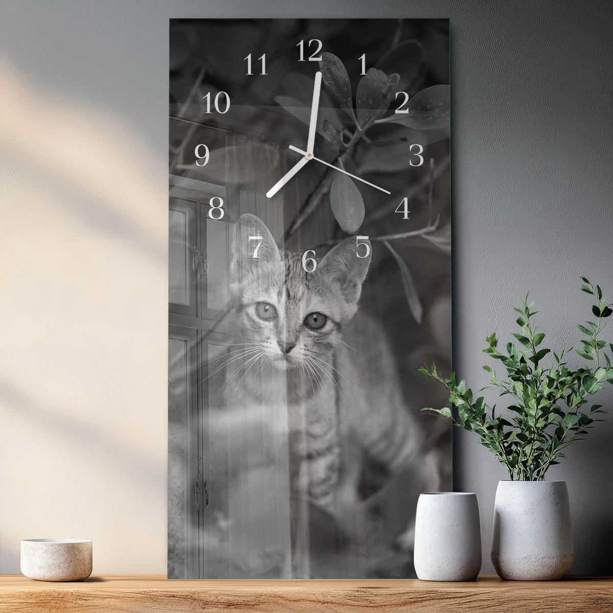 WANDUHR 30x60 cm - Wald - Grau, Glas (30/60/0.4cm) - TULUP