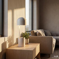 AKKU-TISCHLEUCHTE - Eisen - Beige, Metall (13/13/37cm) - home24