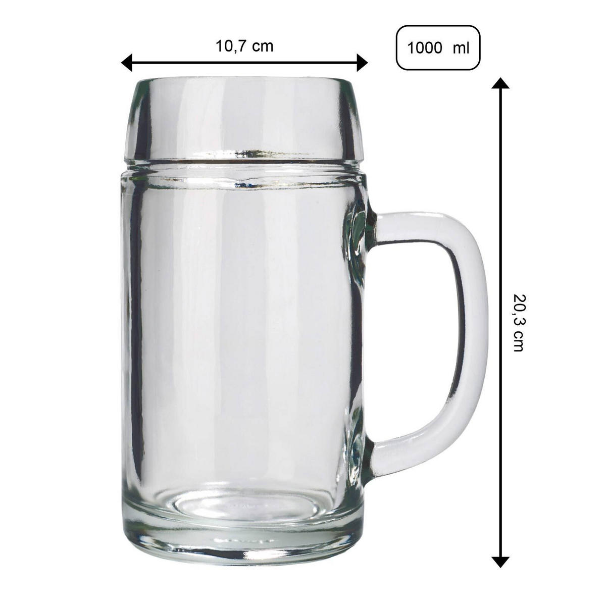 MASSKRUG STYRIA transparent 1000 ml 6er Set - Transparent, Glas (1L) - Stölzle Lausitz