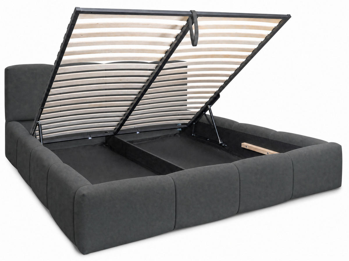 POLSTERBETT Amore Anthrazit 160/200 cm Samt mit Bettkasten - Anthrazit, Textil/Metall (160/200cm) - wonello
