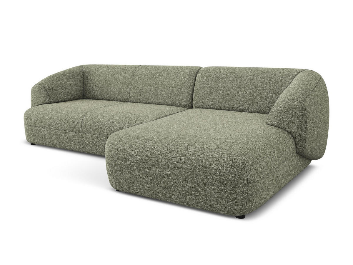 ECKSOFA rechts Strukturstoff Stoff Grün - Beige/Schwarz, Kunststoff/Textil (280/156cm) - Makamii