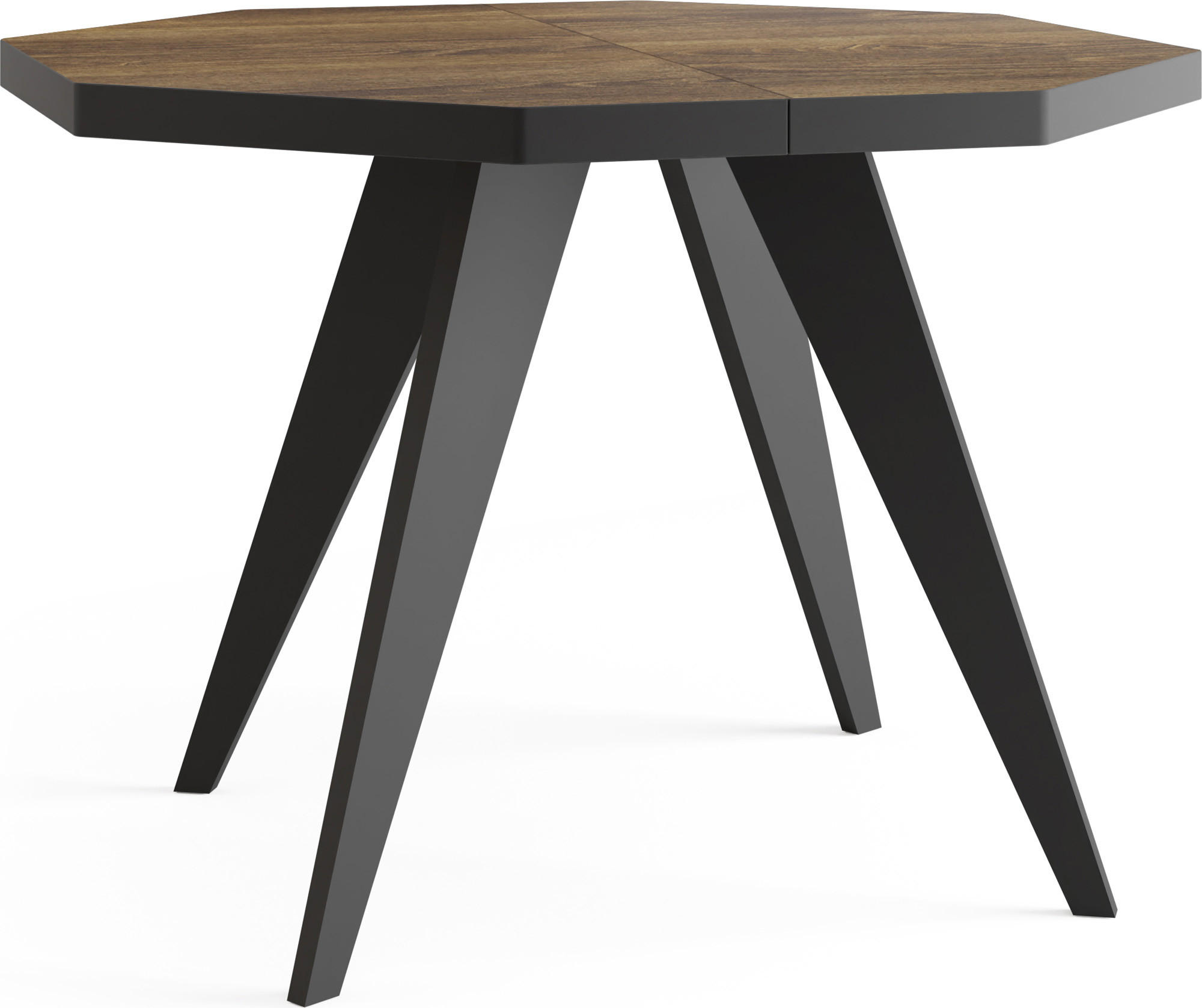 ESSTISCH Diamond Black achteckiger ausziehbarer, Arvadonna Chestnut 100-150/100/76 cm - Kastanienfarben/Schwarz, Holz/Holzwerkstoff (100/100/77cm) - WFL GROUP