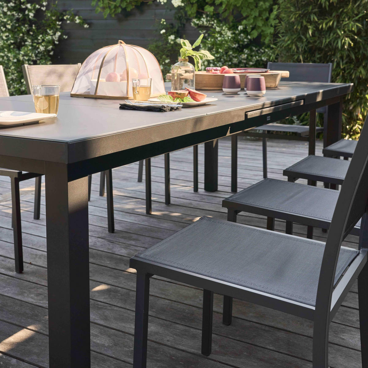 GARTENTISCH ausziehbar, Grau - Grau, Metall (320/100/76cm) - Oviala