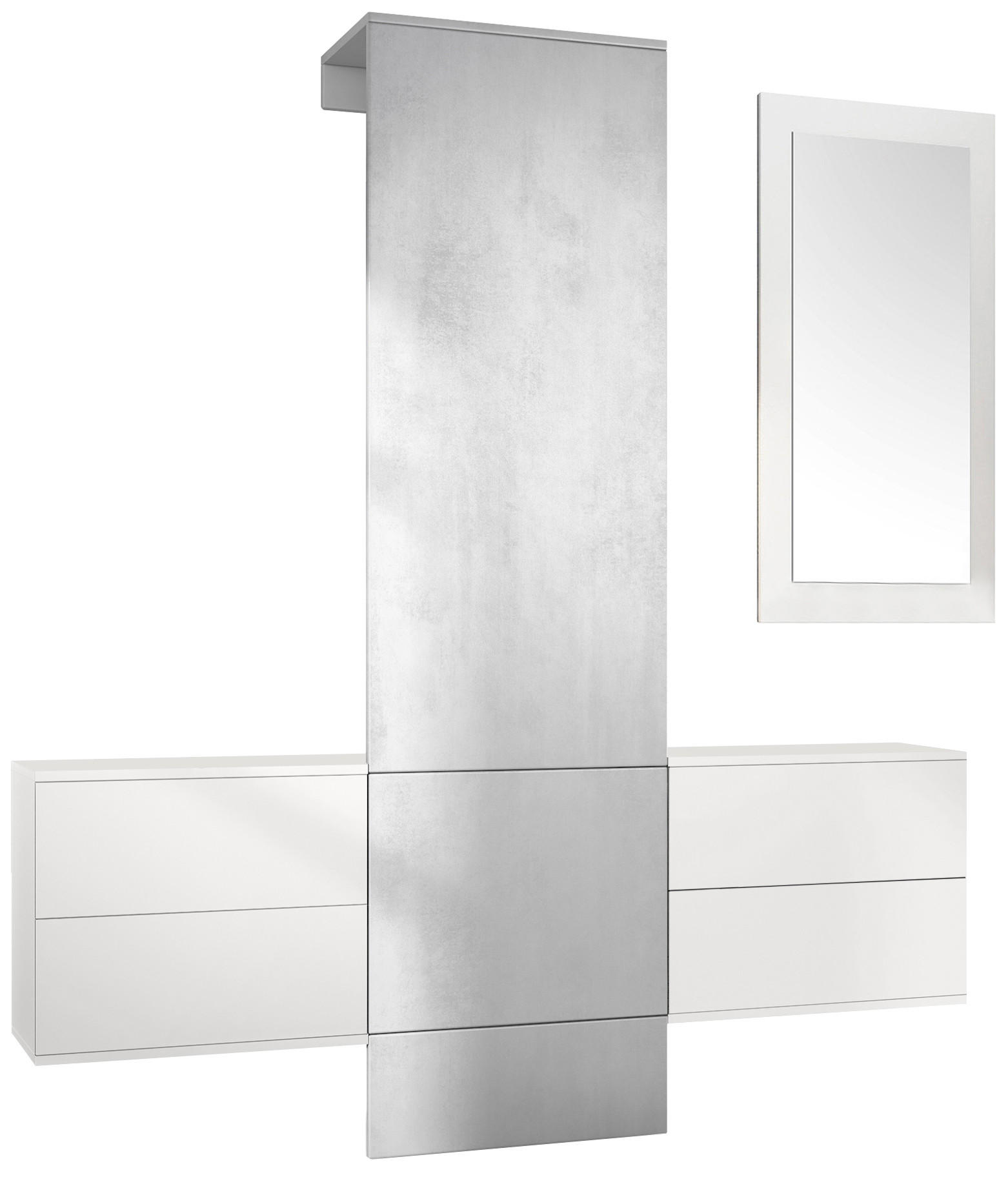 GARDEROBE Carlton Paneel in Beton Oxid Optik - Hellgrau, Holzwerkstoff (157/193/35cm) - Vladon
