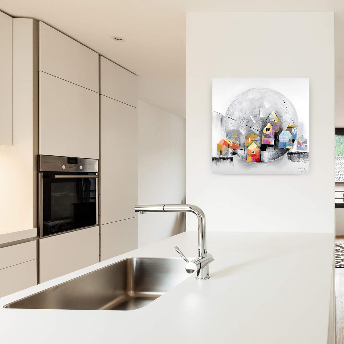 ACRYLBILD HANDGEMALT 80/80 cm - Grau, Holz/Textil (80/80cm) - KUNSTLOFT