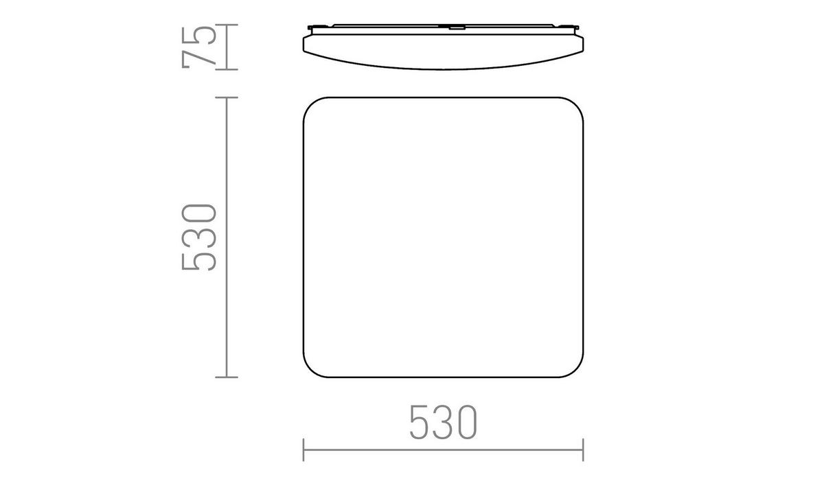 DECKENLEUCHTE SEMPRE SQ 53 Sensor- milchfarbenes Acryl 56 W - Transparent, Kunststoff (53/53/75cm) - Rendl