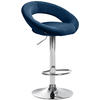 BARHOCKER Samt blau - Chromfarben/Blau, Textil/Metall (53/80/47cm) - CLP