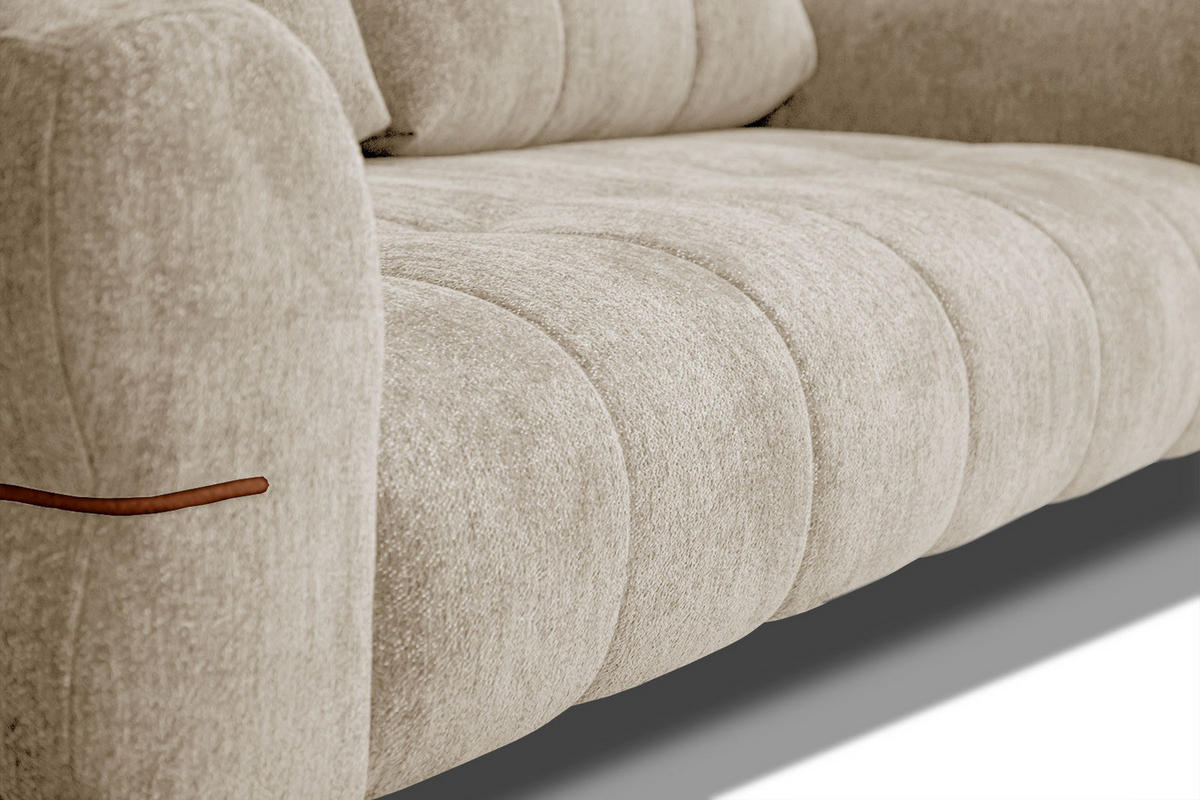 SOFA SALVINI 3-Sitzer, ecru - Ecru/Schwarz, Holzwerkstoff/Textil (176/88/99cm) - Courtois Laville
