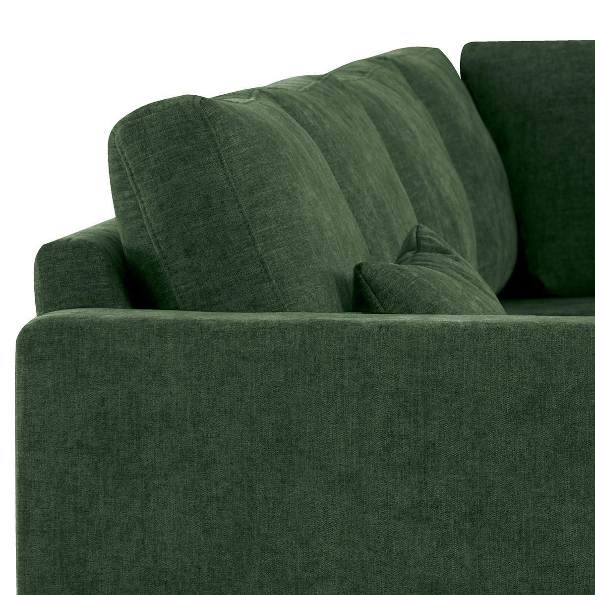 ECKSOFA mit Ottomane - Dunkelgrün/Eichefarben, Eichenholz/Textil (287/219cm) - home24