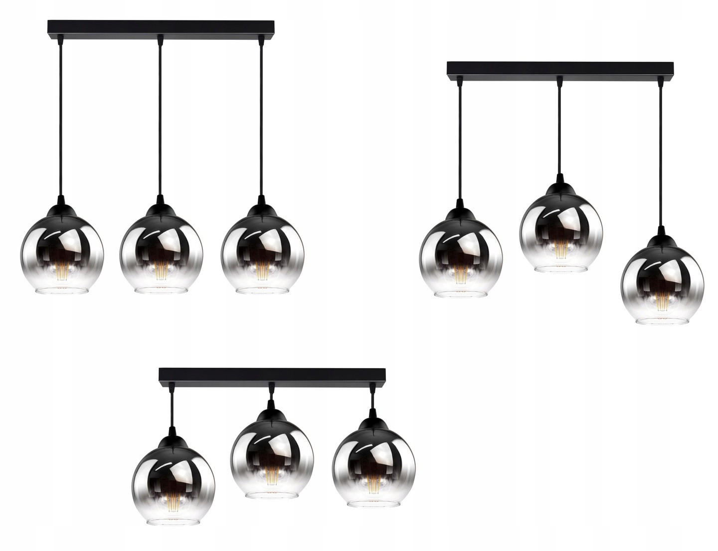 PENDELLEUCHTE MASUR - Transparent/Anthrazit, Glas/Metall (15/60/80cm) - kiki design