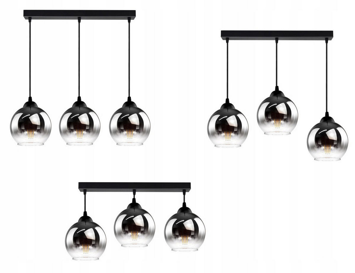PENDELLEUCHTE MASUR - Transparent/Anthrazit, Glas/Metall (15/60/80cm) - kiki design