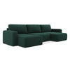 ECKSOFA mit Schlaffunktion rechts Strukturstoff Stoff Grün - Dunkelgrün/Schwarz, Kunststoff/Textil (332/79/149cm) - Makamii