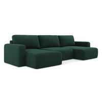 ECKSOFA mit Schlaffunktion rechts Strukturstoff Stoff Grün - Dunkelgrün/Schwarz, Kunststoff/Textil (332/79/149cm) - Makamii