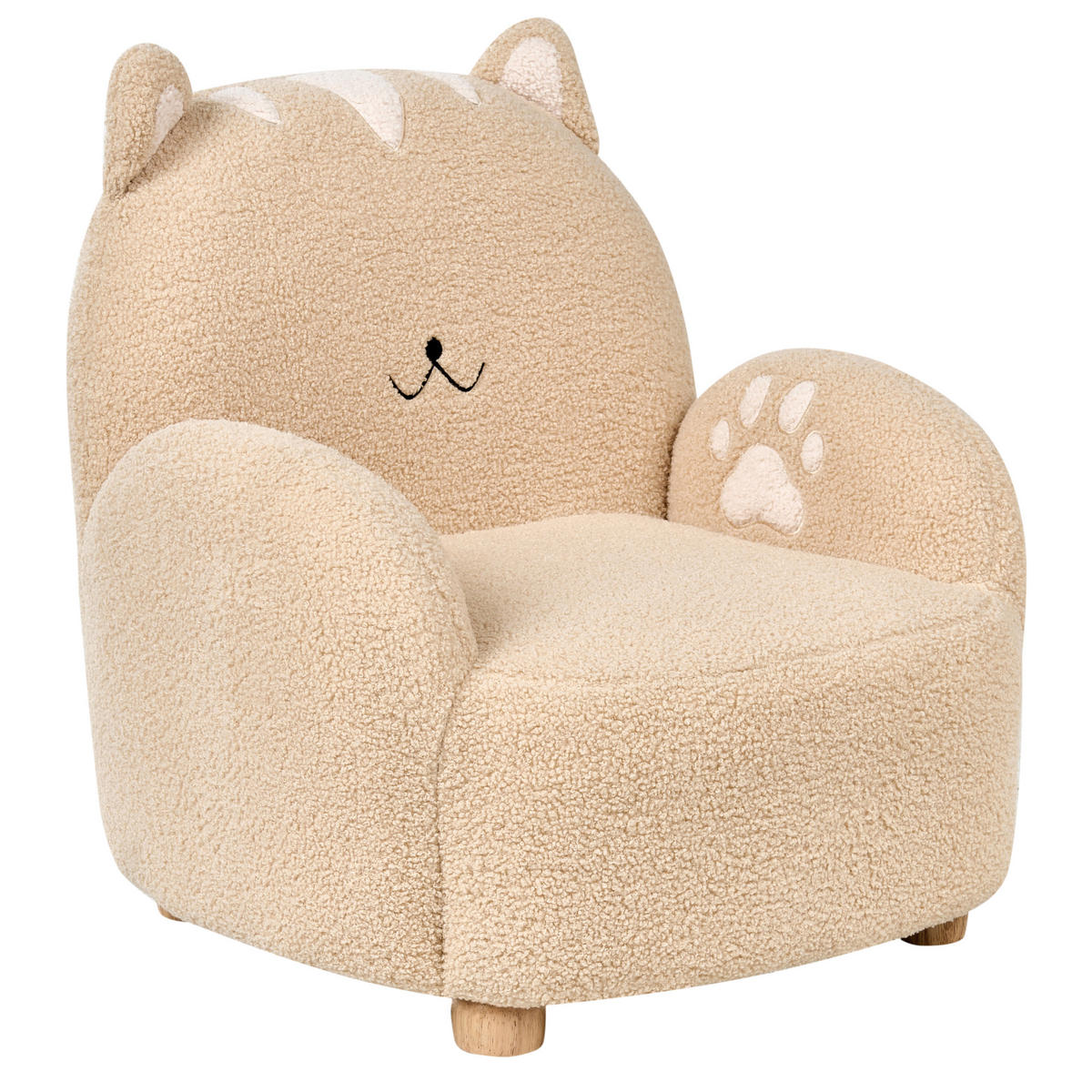 KINDERSESSEL Katze Bouclé Beige Zoar - Beige, Textil (55/59/54cm) - Beliani