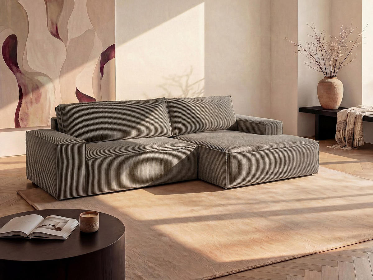 SCHLAFSOFA - 4 Personen-Sitzer - Samt, Stoff - Taupe - - Taupe, Textil (267/85/167cm) - Vente-Unique