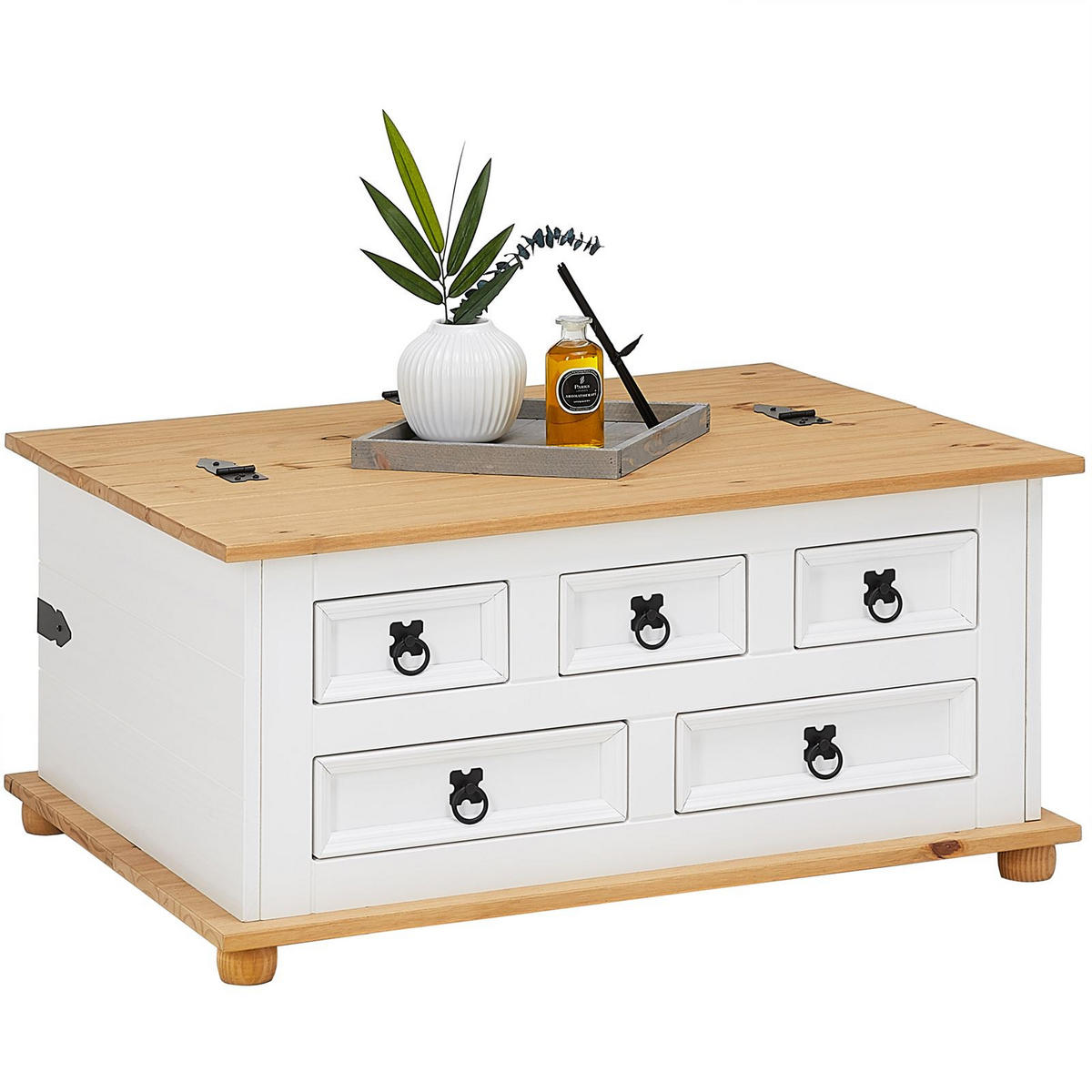 TRUHENTISCH TEQUILA - Weiß/Braun, Holz (72/92/44cm) - IDIMEX