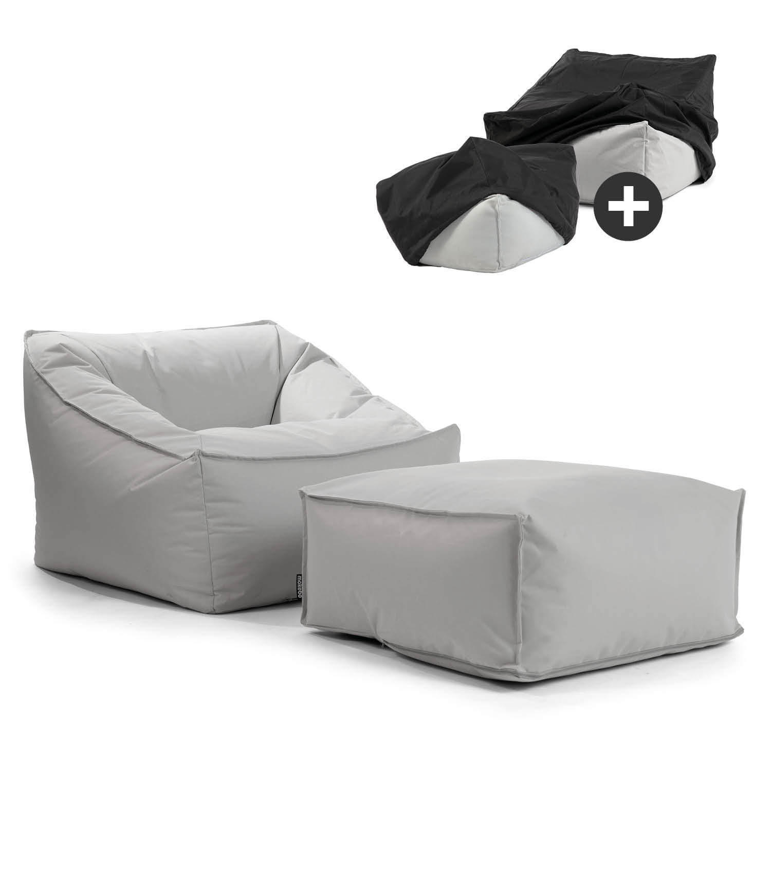 SITZSACK Der Sunnyboy mit Hocker - Grau, Textil (73/60/138cm) - Mokebo