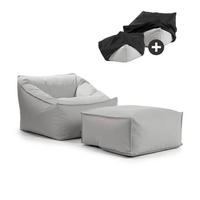 SITZSACK Der Sunnyboy mit Hocker - Grau, Textil (73/60/138cm) - Mokebo